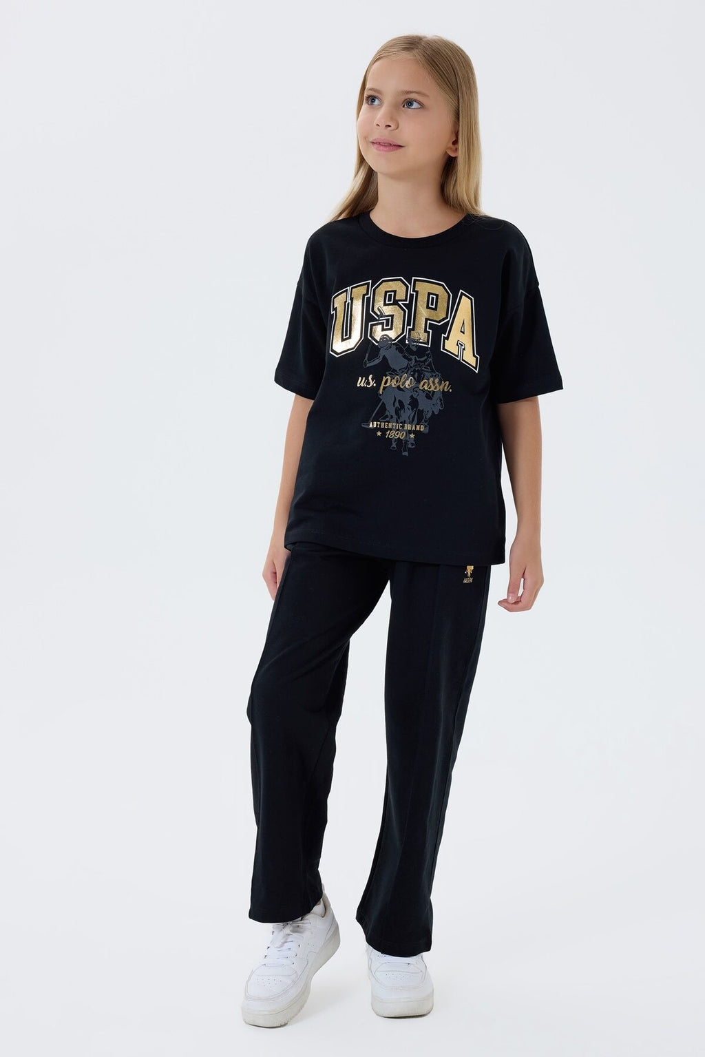 U.S. Polo Assn Kız Çocuk Siyah Pijama Takım