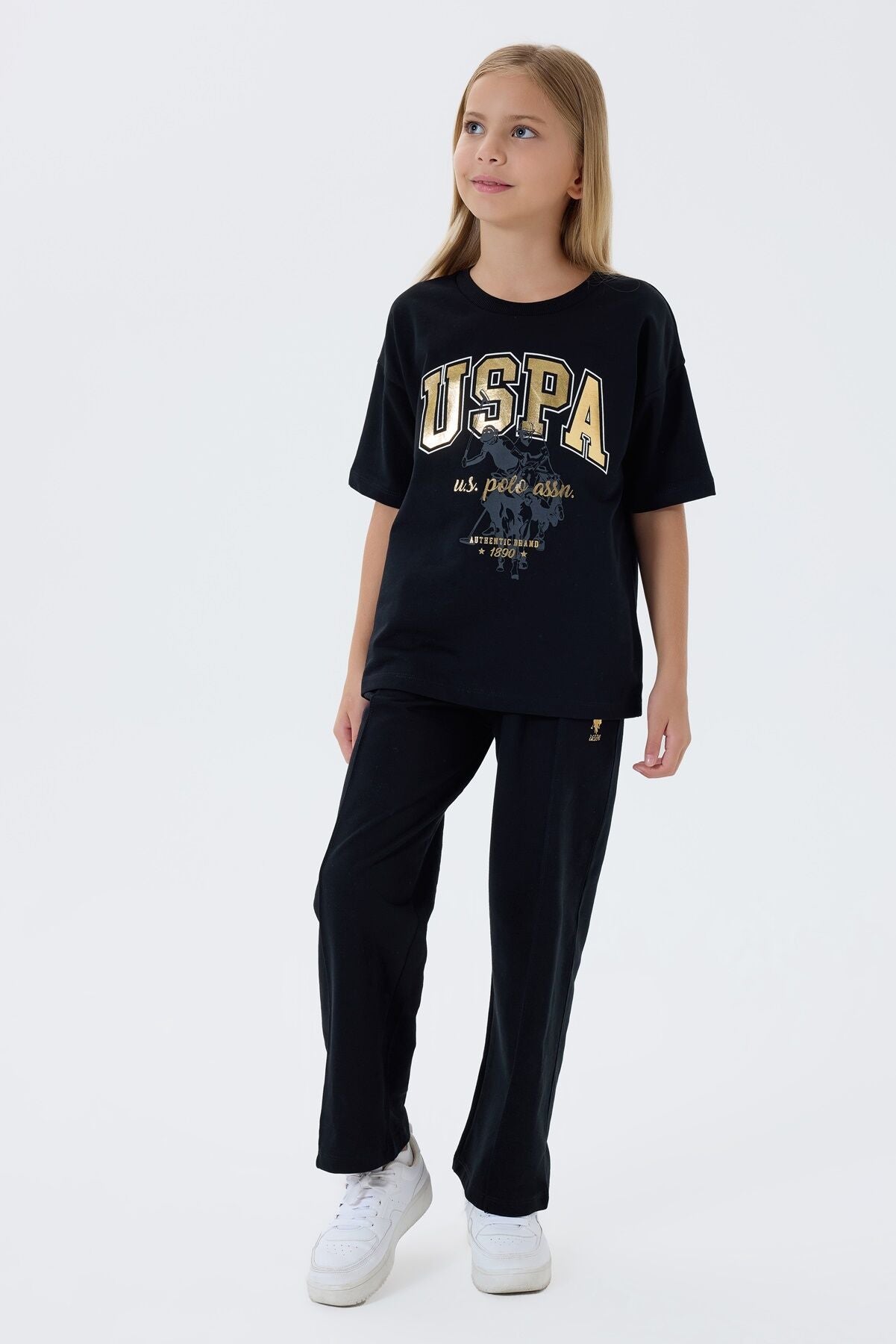 U.S. Polo Assn Kız Çocuk Siyah Pijama Takım