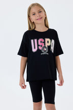 U.S. Polo Assn Kız Çocuk Siyah Tayt Takım