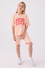 U.S. Polo Assn. Kız Çocuk Bisiklet Yaka Pigment Baskılı Yazlık Regular Fit Pembe Bermuda Takım US1849-C-V1