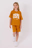 U.S. Polo Assn. Kız Çocuk Bisiklet Yaka Pigment Baskılı Yazlık Regular Fit Sarı Bermuda Takım US1849-C-V3