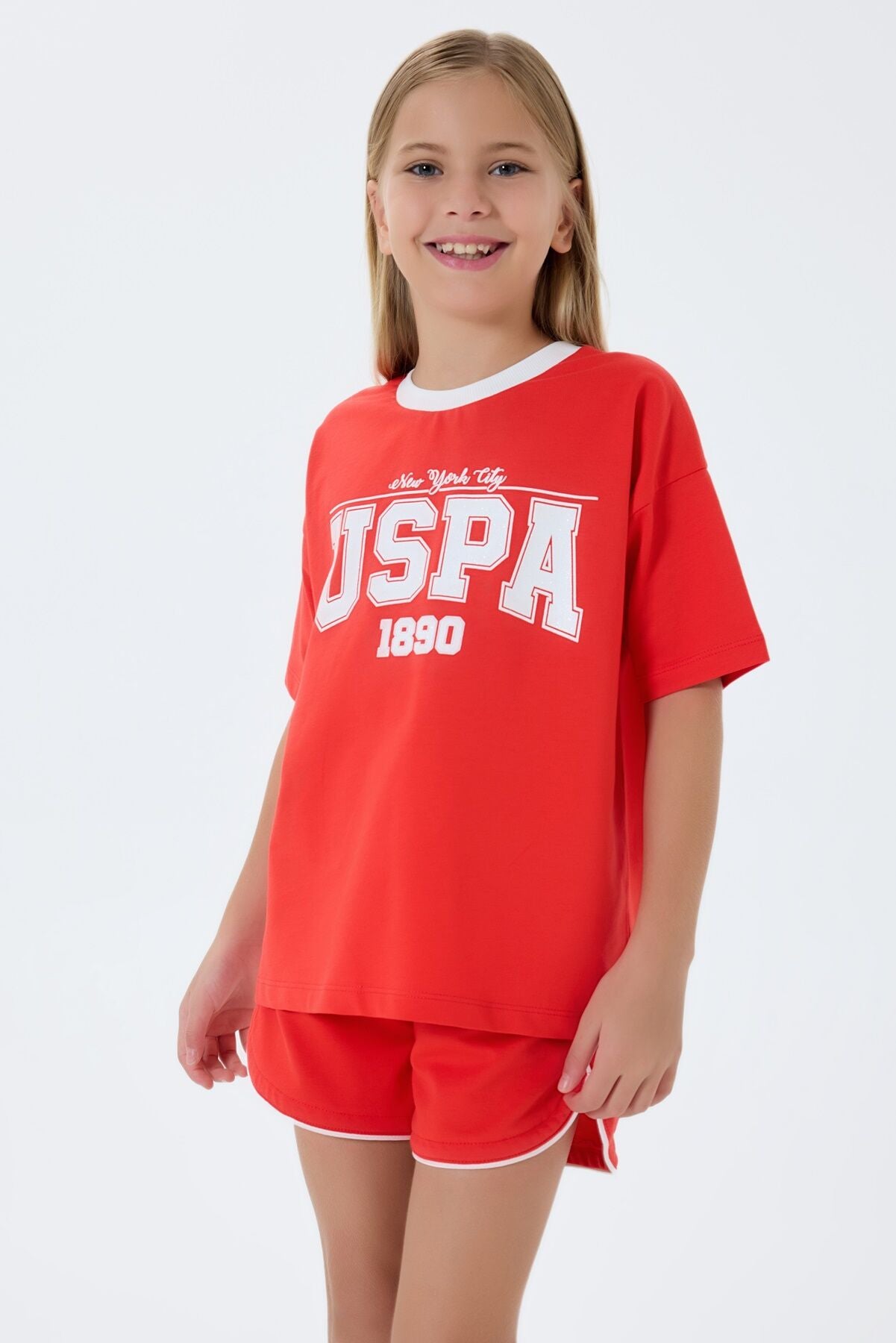 U.S. Polo Assn Kız Çocuk Turuncu Şort Takım