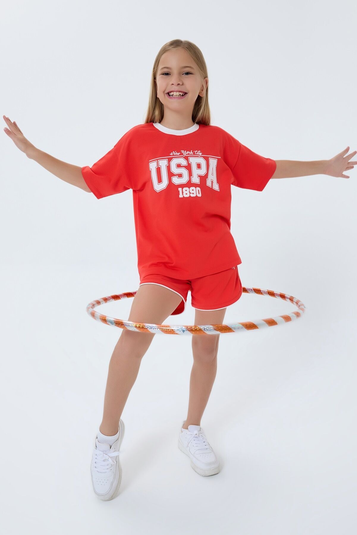 U.S. Polo Assn Kız Çocuk Turuncu Şort Takım