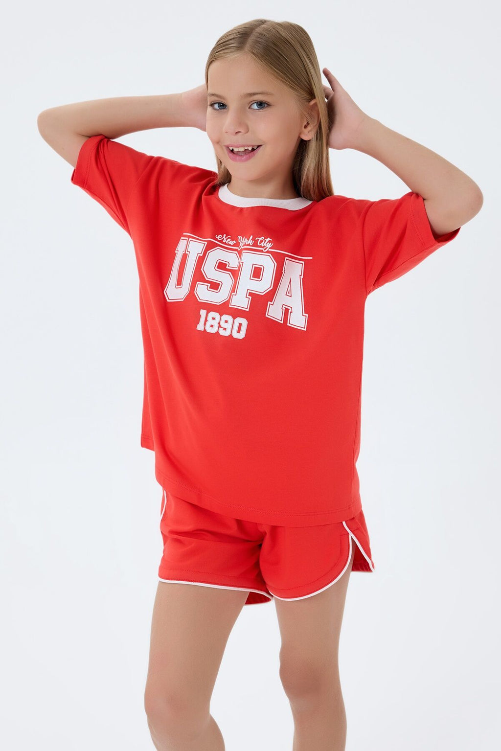 U.S. Polo Assn Kız Çocuk Turuncu Şort Takım