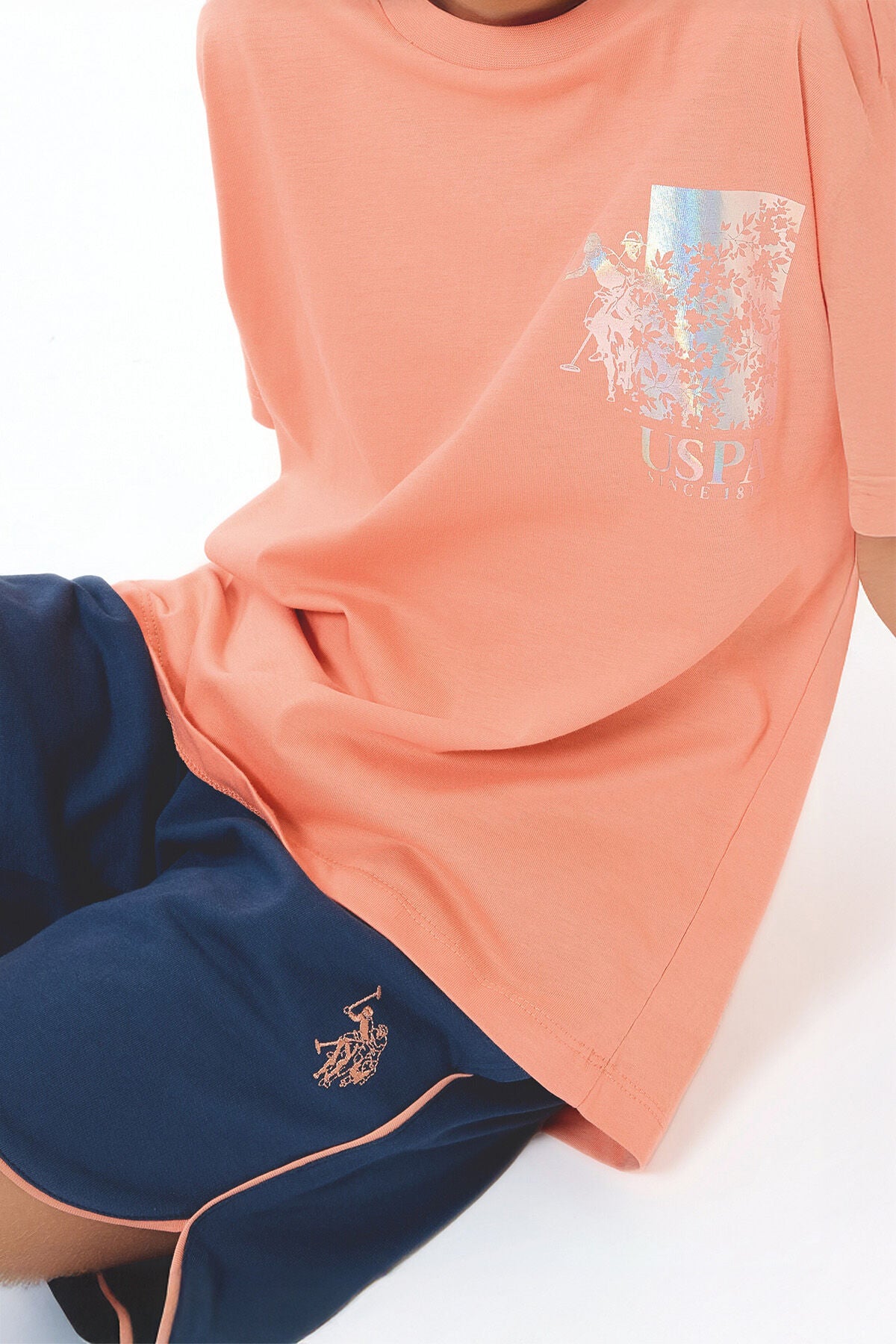U.S. Polo Assn Kız Çocuk Turuncu Şort Takım