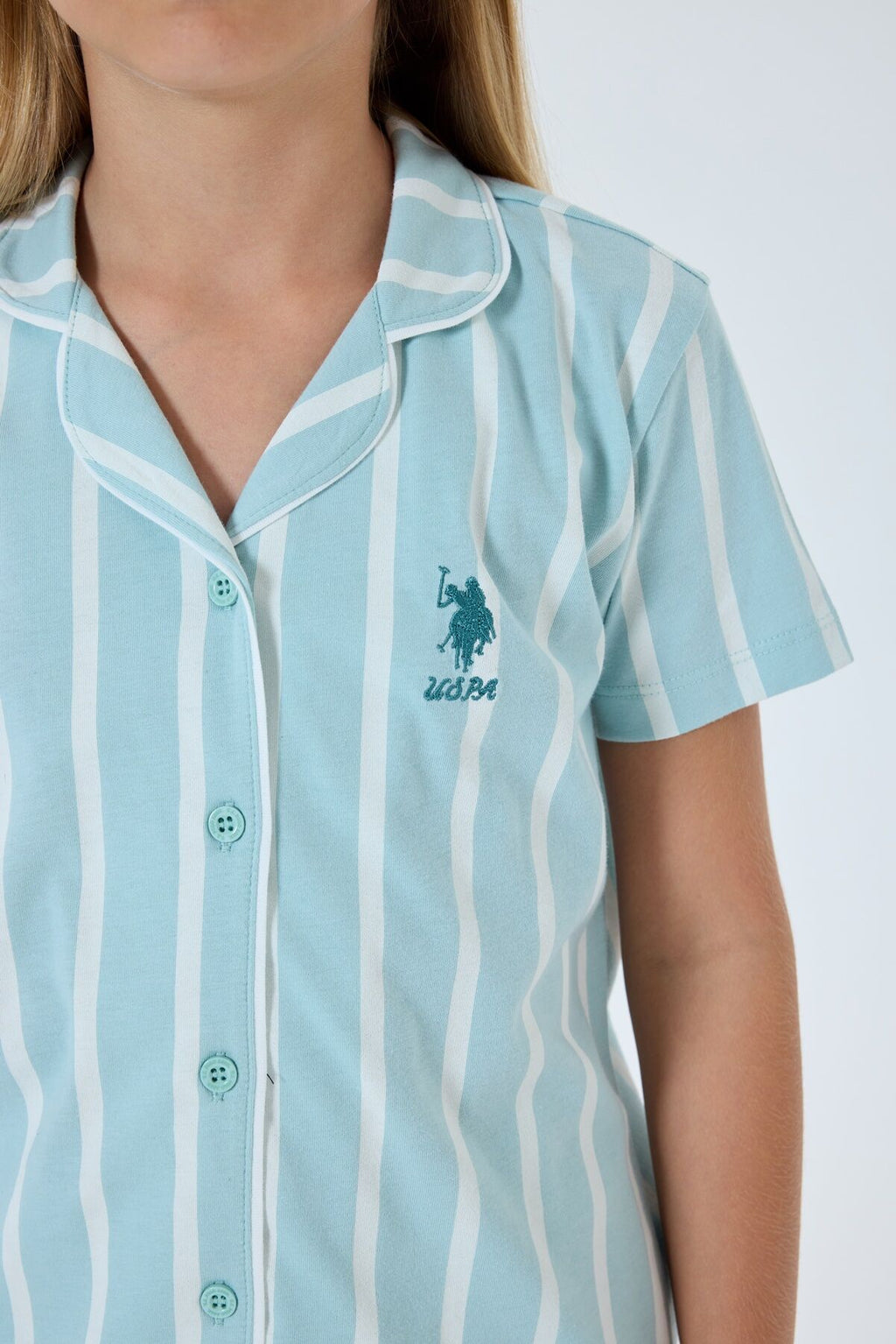 U.S. Polo Assn Kız Çocuk Yeşil Gömlek Pijama