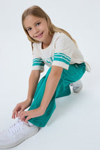 U.S. Polo Assn. Kız Çocuk Bisiklet Yaka Nakışlı Yazlık Regular Fit Yeşil Pijama Takımı US2525-C-V2