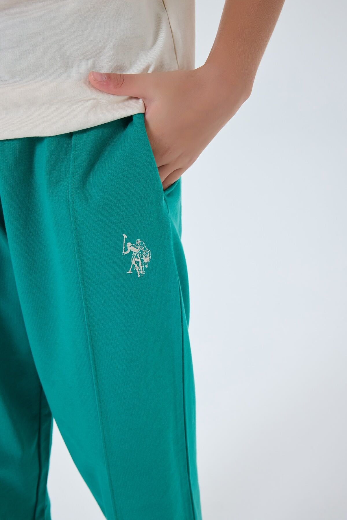U.S. Polo Assn. Kız Çocuk Bisiklet Yaka Nakışlı Yazlık Regular Fit Yeşil Pijama Takımı US2525-C-V2