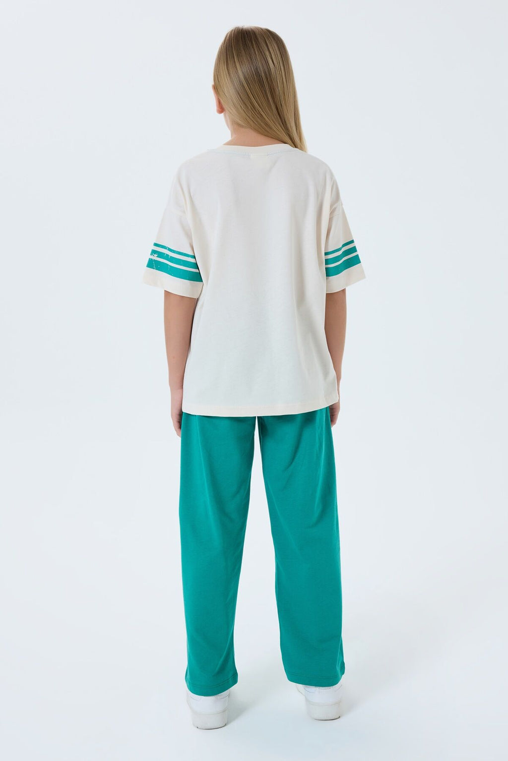 U.S. Polo Assn. Kız Çocuk Bisiklet Yaka Nakışlı Yazlık Regular Fit Yeşil Pijama Takımı US2525-C-V2