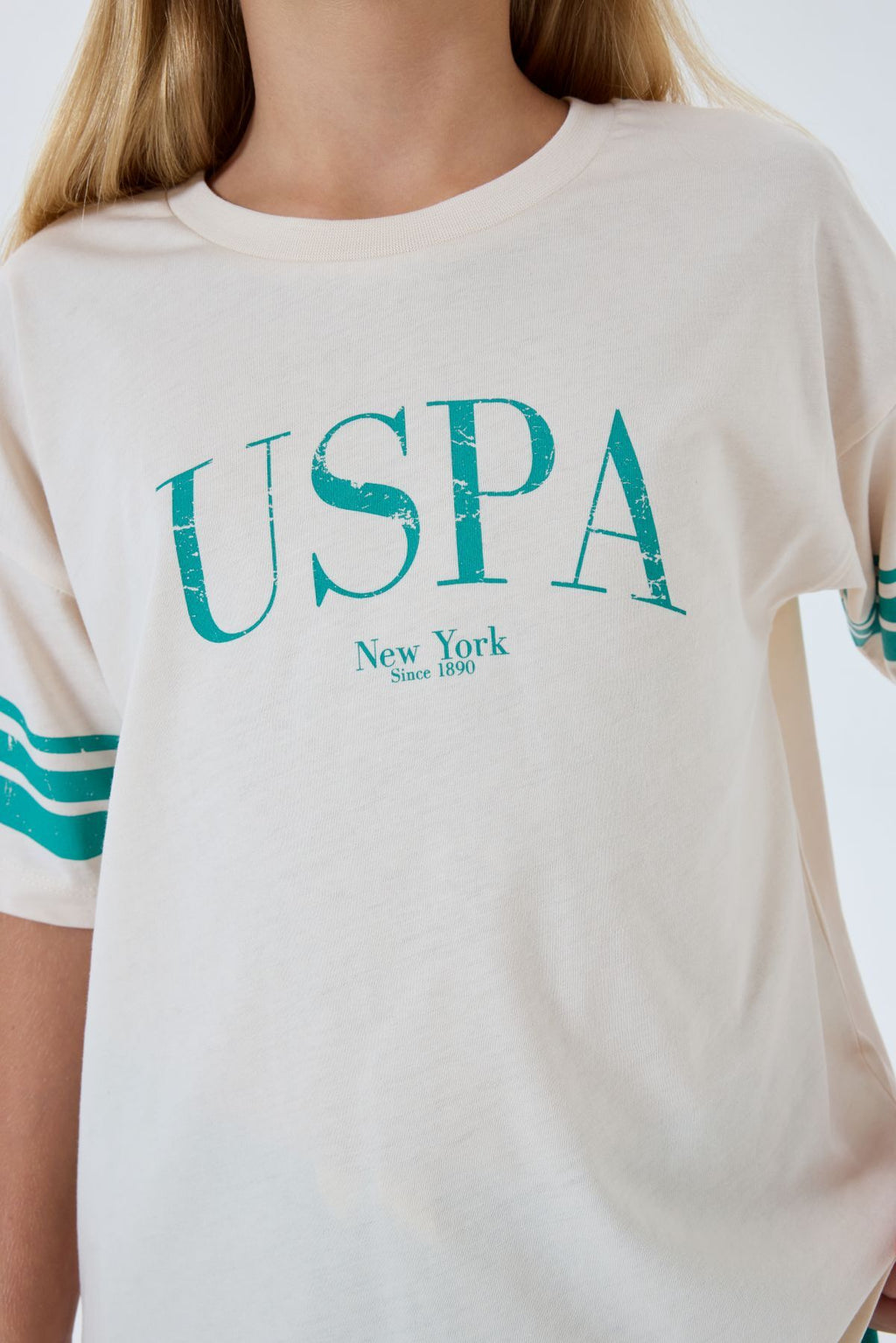 U.S. Polo Assn. Kız Çocuk Bisiklet Yaka Nakışlı Yazlık Regular Fit Yeşil Pijama Takımı US2525-C-V2