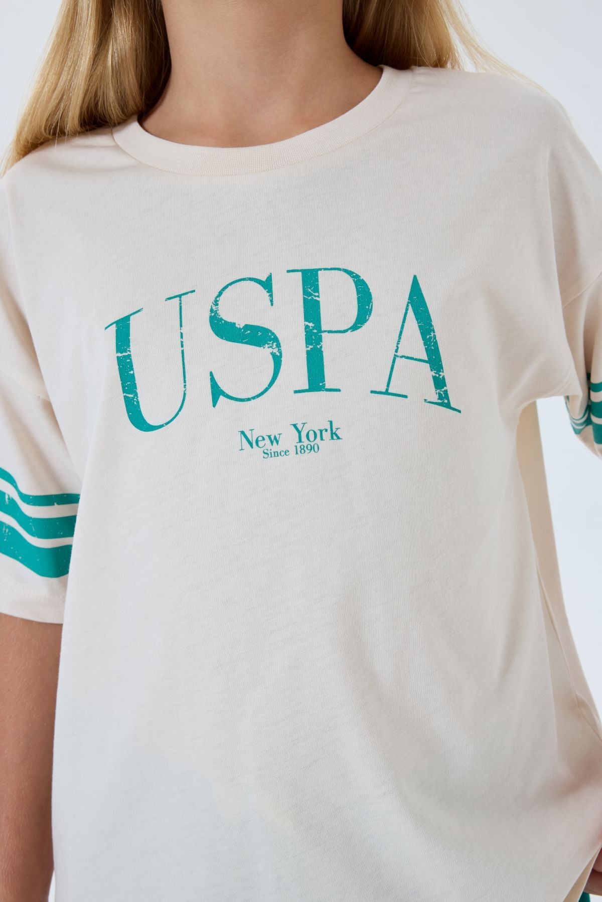U.S. Polo Assn. Kız Çocuk Bisiklet Yaka Nakışlı Yazlık Regular Fit Yeşil Pijama Takımı US2525-C-V2