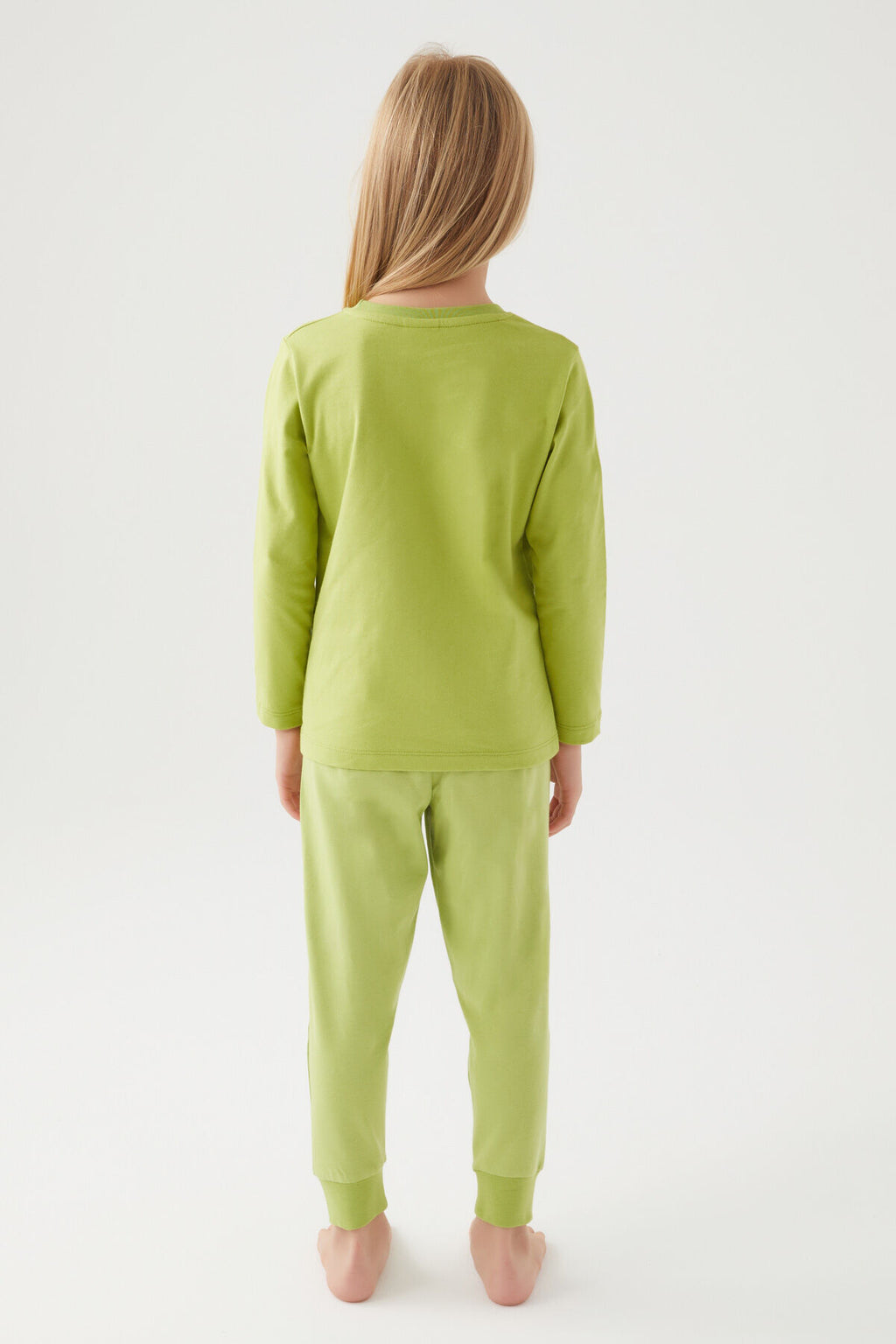 U.S. Polo Assn. Kız Çocuk Bisiklet Yaka Pigment Baskılı Kışlık Regular Fit Yeşil Pijama Takımı US1665-C-V5