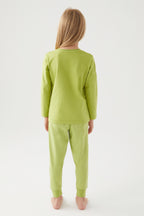 U.S. Polo Assn. Kız Çocuk Bisiklet Yaka Pigment Baskılı Kışlık Regular Fit Yeşil Pijama Takımı US1665-C-V5