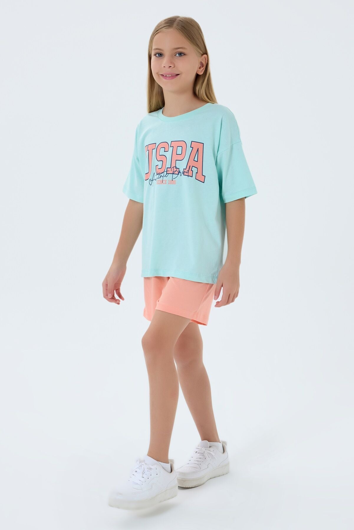 U.S. Polo Assn Kız Çocuk Yeşil Şort Takım Ürün ana görseli