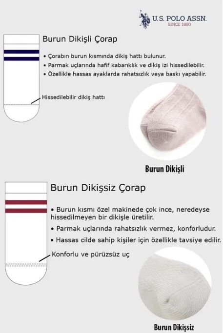 U.S. Polo Assn. Kız Bebek Baskısız Kışlık Regular Fit Beyaz Çorap USB969-B-V1 Ürün ikincil görseli