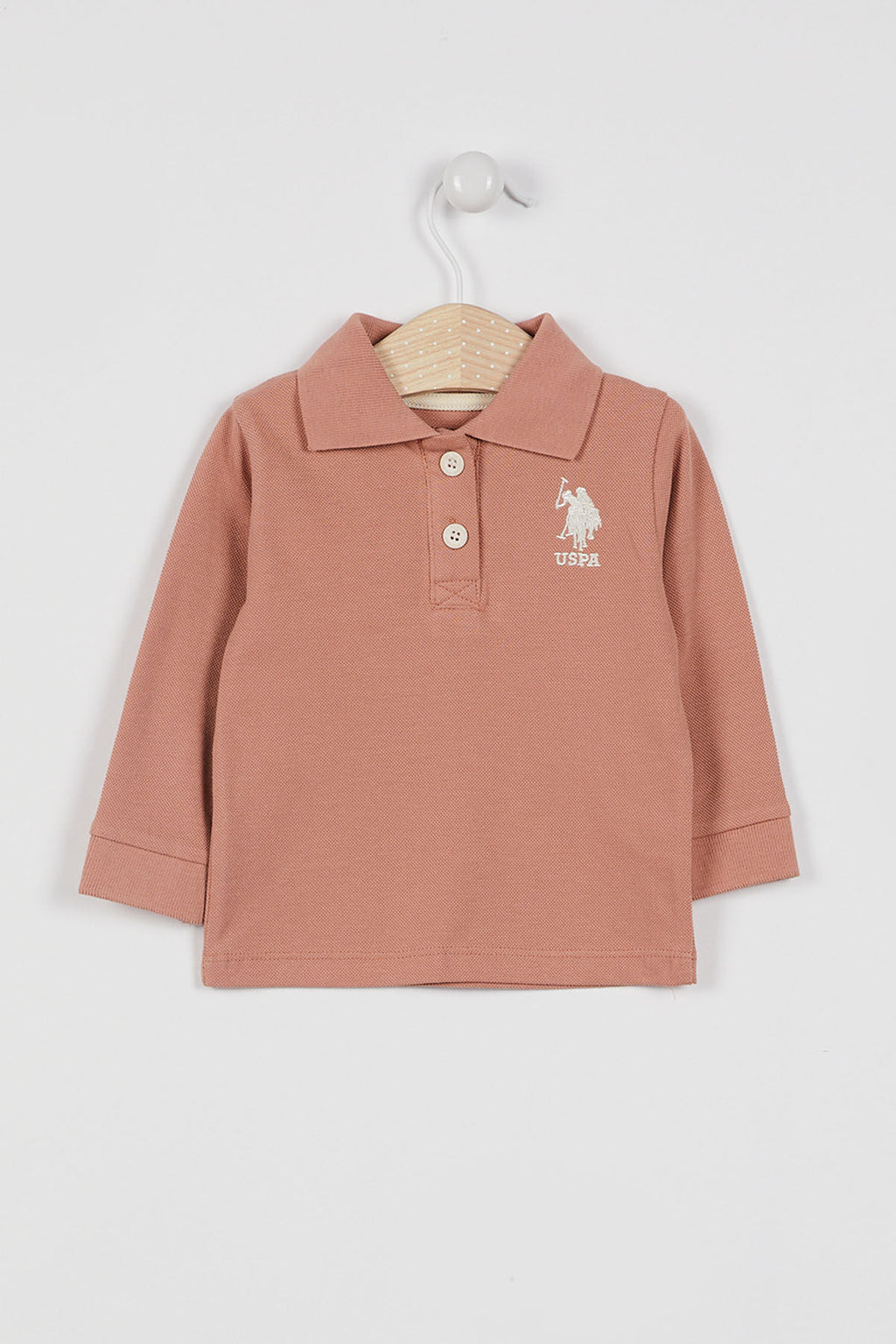 U.S. Polo Assn. Kız Bebek Polo Yaka Baskısız Kışlık Regular Fit Kahverengi T-Shirt USB994-B-V3