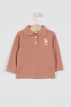 U.S. Polo Assn. Kız Bebek Polo Yaka Baskısız Kışlık Regular Fit Kahverengi T-Shirt USB994-B-V3