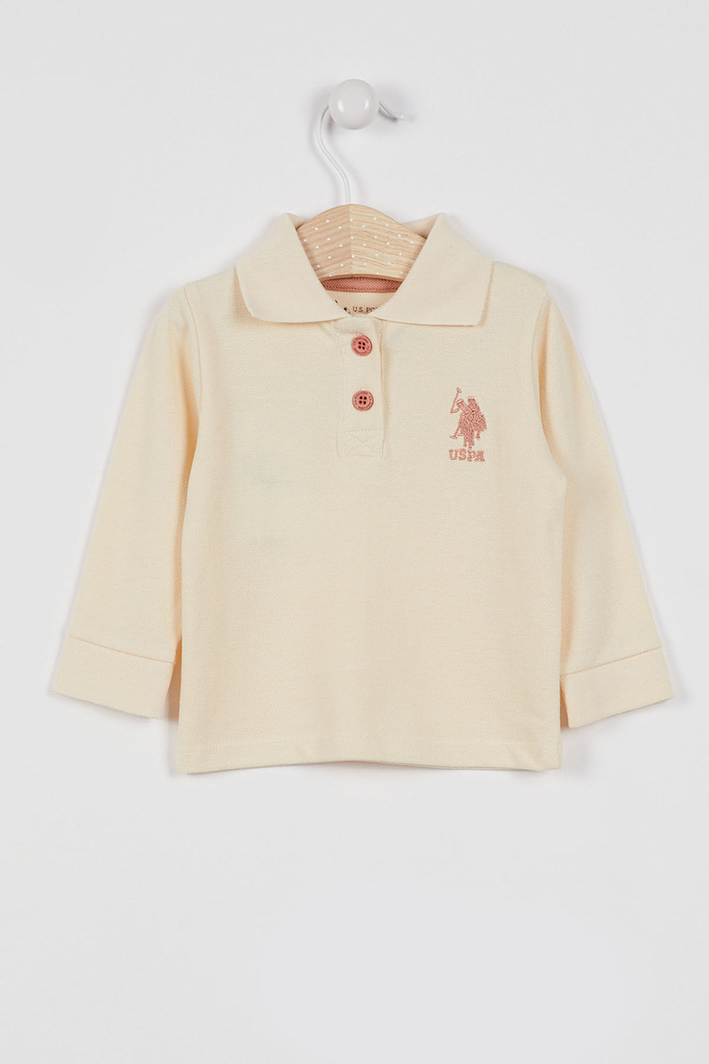 U.S. Polo Assn. Kız Bebek Polo Yaka Baskısız Kışlık Regular Fit Beyaz T-Shirt USB994-B-V4