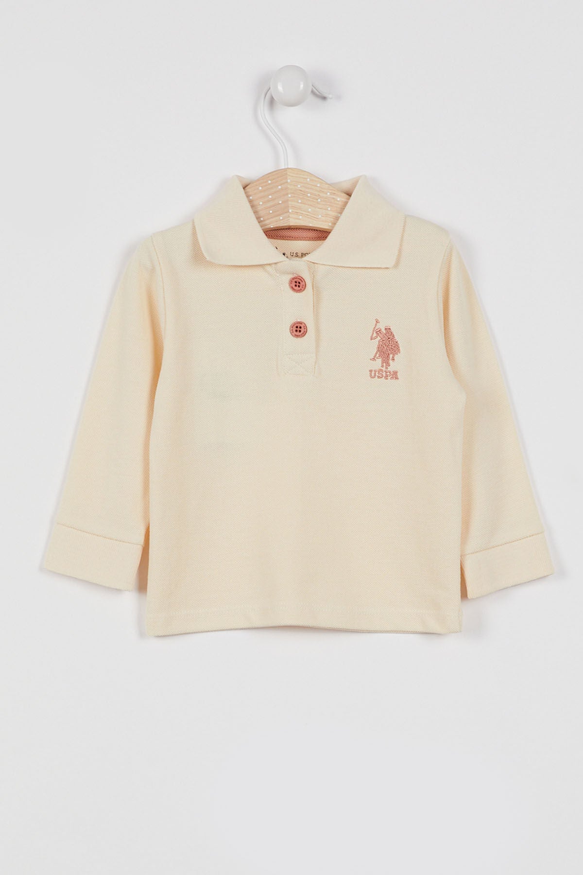 U.S. Polo Assn. Kız Bebek Polo Yaka Baskısız Kışlık Regular Fit Beyaz T-Shirt USB994-B-V4