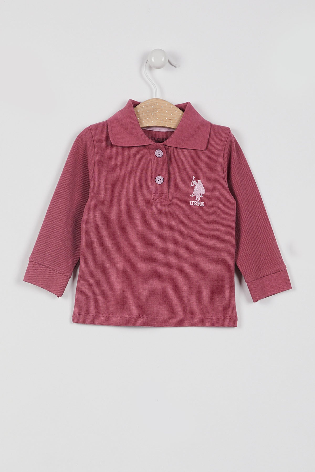 U.S. Polo Assn. Kız Bebek Polo Yaka Baskısız Kışlık Regular Fit Bordo T-Shirt USB994-B-V5 Ürün ana görseli