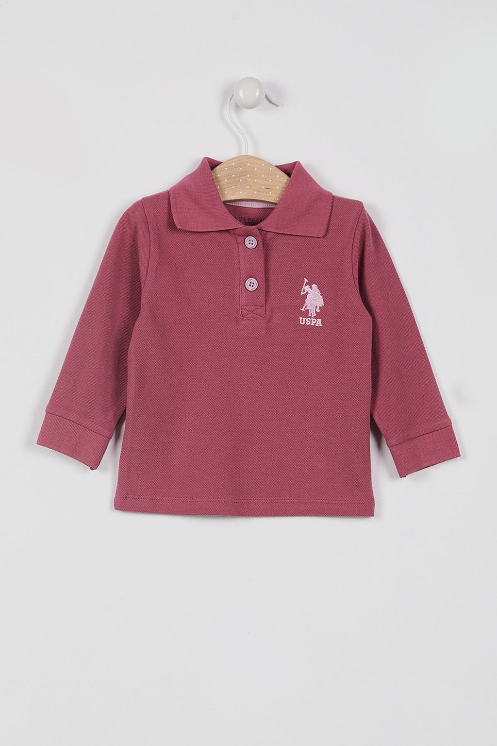 U.S. Polo Assn. Kız Bebek Polo Yaka Baskısız Kışlık Regular Fit Bordo T-Shirt USB994-B-V5