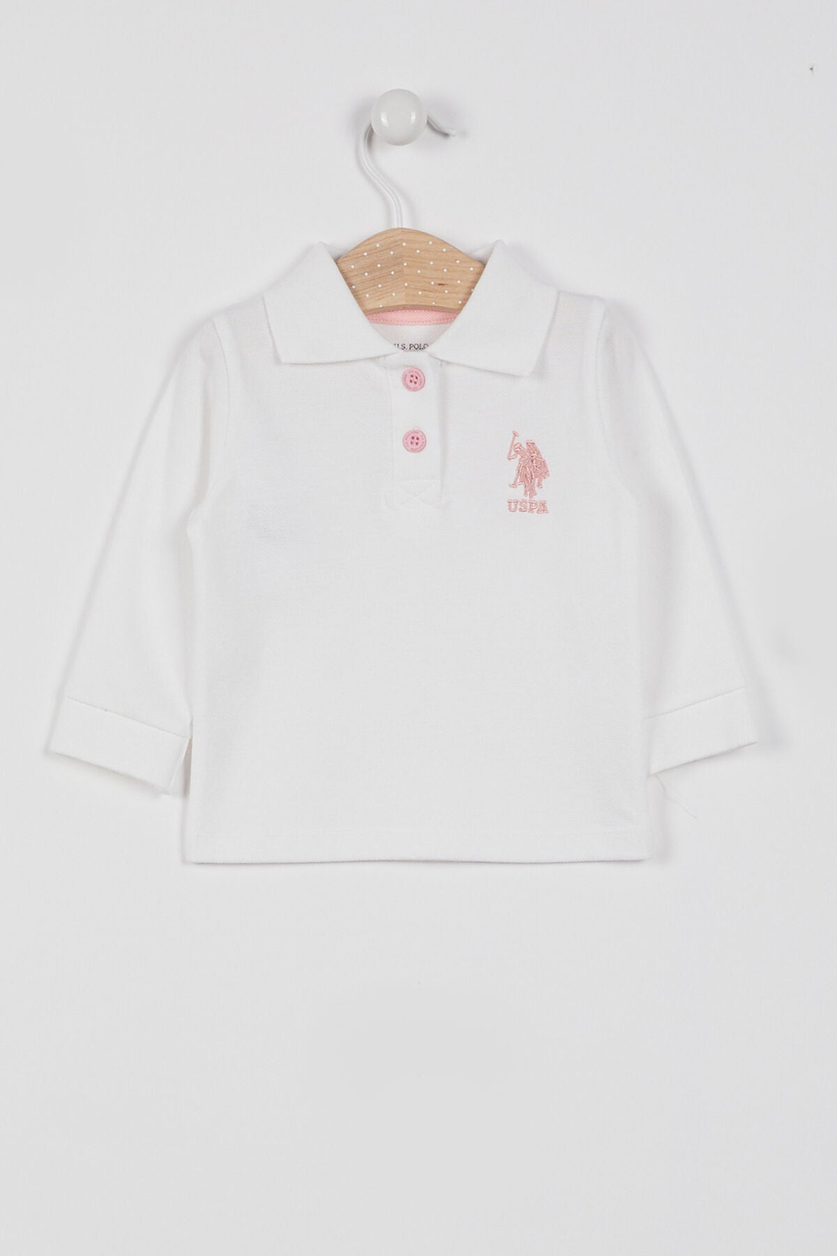 U.S. Polo Assn. Kız Bebek Polo Yaka Baskısız Kışlık Regular Fit Krem T-Shirt USB994-B-V7 Ürün ana görseli