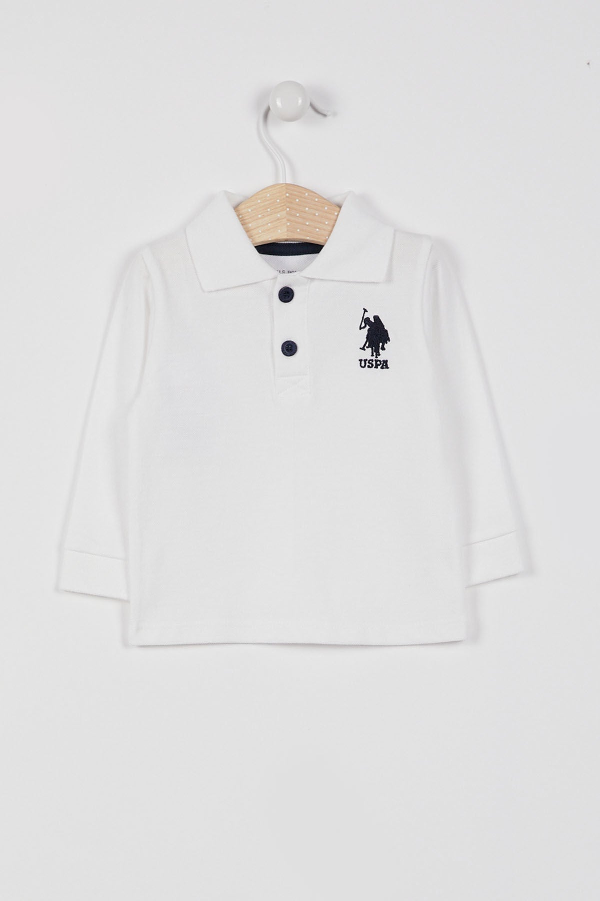 U.S. Polo Assn. Erkek Bebek Polo Yaka Baskısız Kışlık Regular Fit Beyaz T-Shirt USB998-B-V6 Ürün ana görseli
