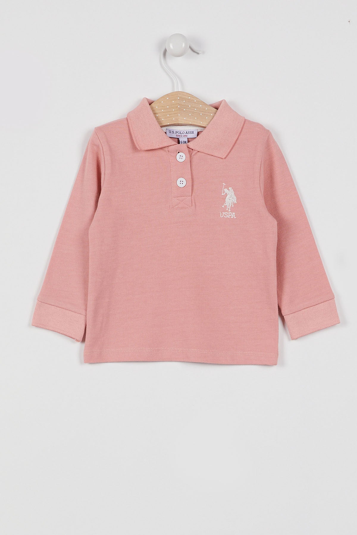 U.S. Polo Assn. Kız Bebek Polo Yaka Baskısız Kışlık Regular Fit Pembe T-Shirt USB994-B-V9 Ürün ana görseli