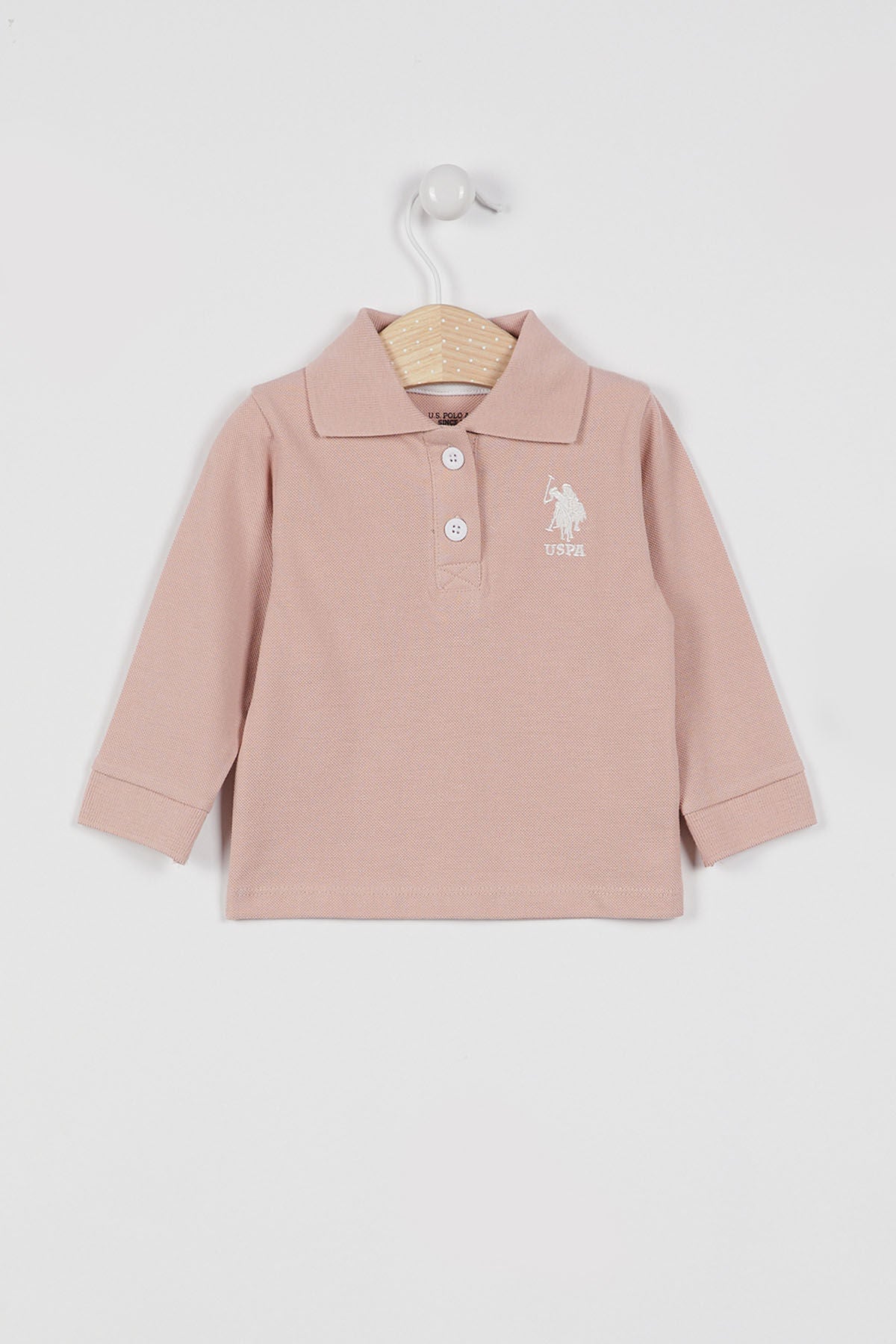 U.S. Polo Assn. Kız Bebek Polo Yaka Baskısız Kışlık Regular Fit Pembe T-Shirt USB994-B-V8 Ürün ana görseli