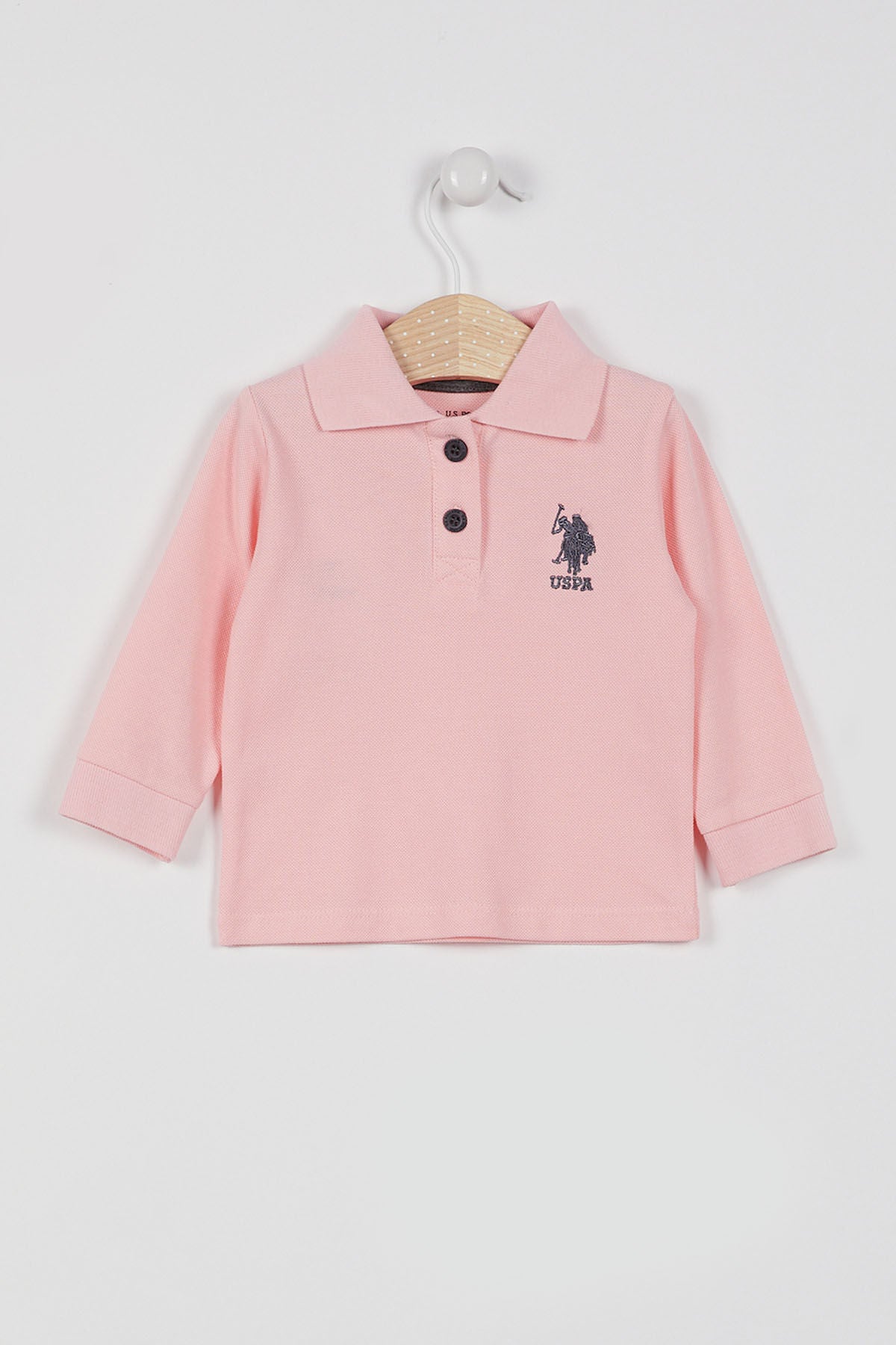 U.S. Polo Assn. Kız Bebek Polo Yaka Baskısız Kışlık Regular Fit Pembe T-Shirt USB994-B-V6 Ürün ana görseli