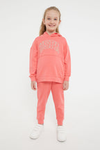 U.S. Polo Assn. Kız Çocuk Kapüşonlu Nakışlı Kışlık Regular Fit Pembe Eşofman Takımı US1205-C-V1