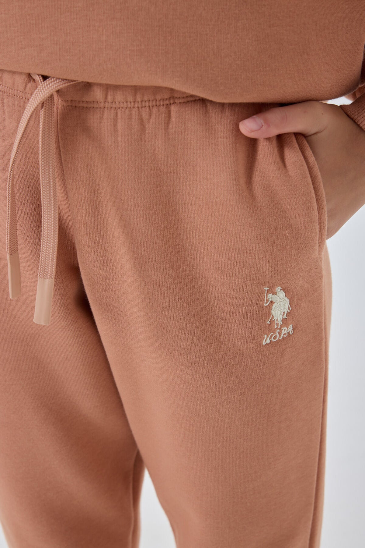 U.S. Polo Assn. Kız Çocuk Kapüşonlu Nakışlı Kışlık Regular Fit Bordo Eşofman Takımı US1205-C-V6