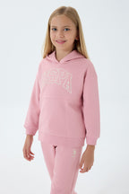 U.S. Polo Assn. Kız Çocuk Kapüşonlu Nakışlı Kışlık Regular Fit Pembe Eşofman Takımı US1205-C-V2