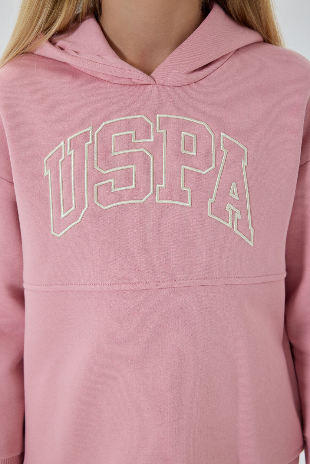 U.S. Polo Assn. Kız Çocuk Kapüşonlu Nakışlı Kışlık Regular Fit Pembe Eşofman Takımı US1205-C-V2
