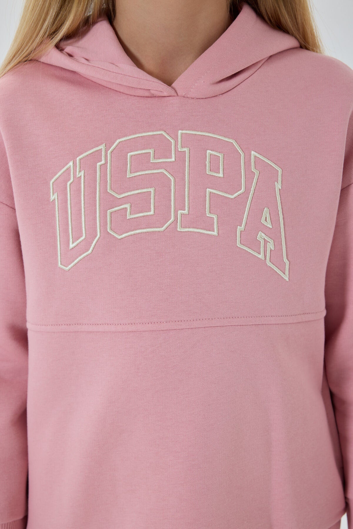 U.S. Polo Assn. Kız Çocuk Kapüşonlu Nakışlı Kışlık Regular Fit Pembe Eşofman Takımı US1205-C-V2