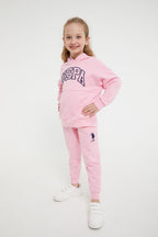 U.S. Polo Assn. Kız Çocuk Kapüşonlu Nakışlı Kışlık Regular Fit Pembe Eşofman Takımı US1205-C-V5