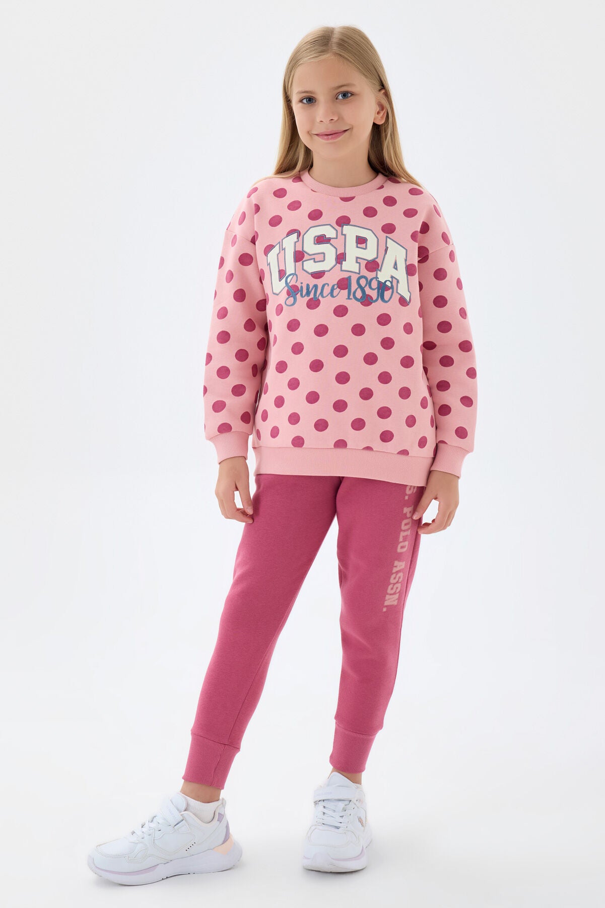 U.S. Polo Assn. Kız Çocuk Bisiklet Yaka Allover Baskılı Kışlık Regular Fit Pembe Eşofman Takımı US1230-C-V1 Ürün ikincil görseli