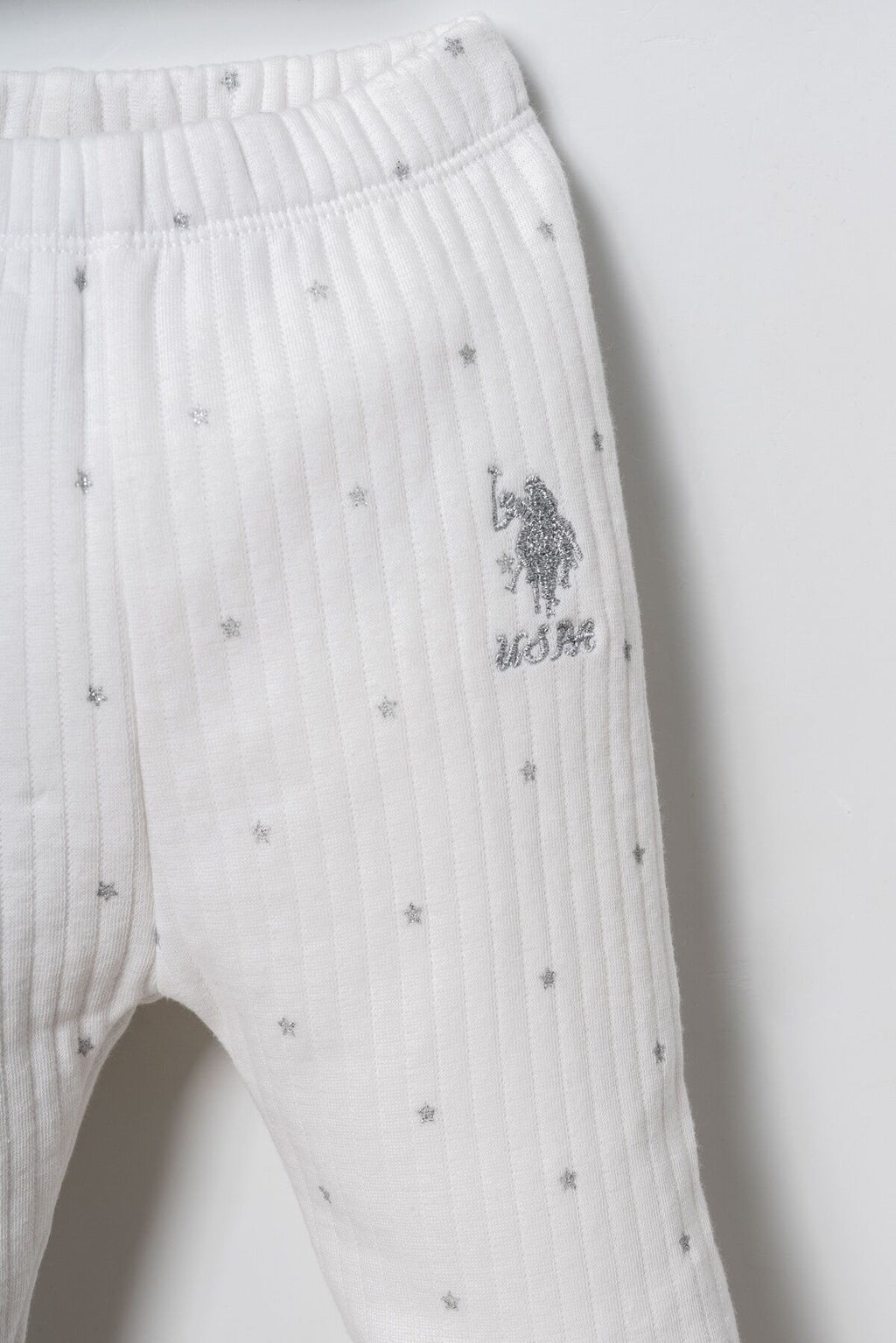 U.S. Polo Assn. Nakışlı Kız Bebek Beyaz Uzun Kol Pijama Takım USB3236-C-V1