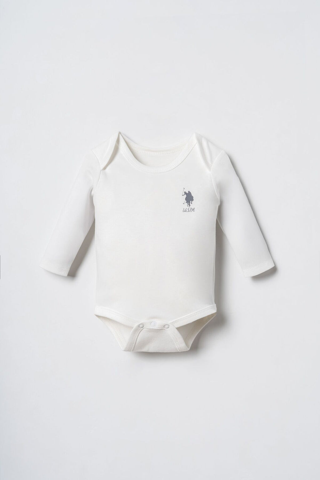 U.S. Polo Assn. Nakışlı Kız Bebek Beyaz Uzun Kol Pijama Takım USB3236-C-V1