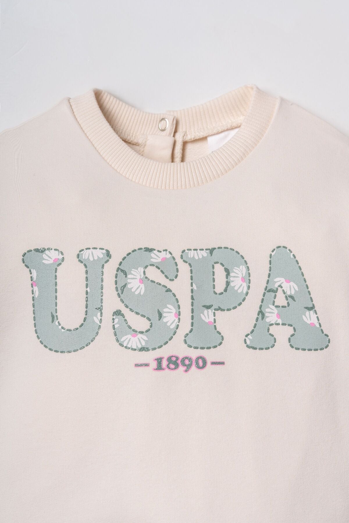 U.S. Polo Assn. Nakışlı Kız Bebek Beyaz Uzun Kol Pijama Takım USB3257-C-V1
