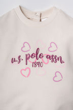 U.S. Polo Assn. Nakışlı Kız Bebek Beyaz Uzun Kol Pijama Takım USB3261-C-V1