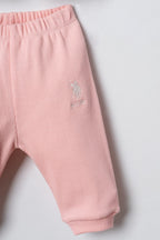 U.S. Polo Assn. Nakışlı Kız Bebek Hırkalı Beyaz Uzun Kol Pijama Takım USB3254-C-V1