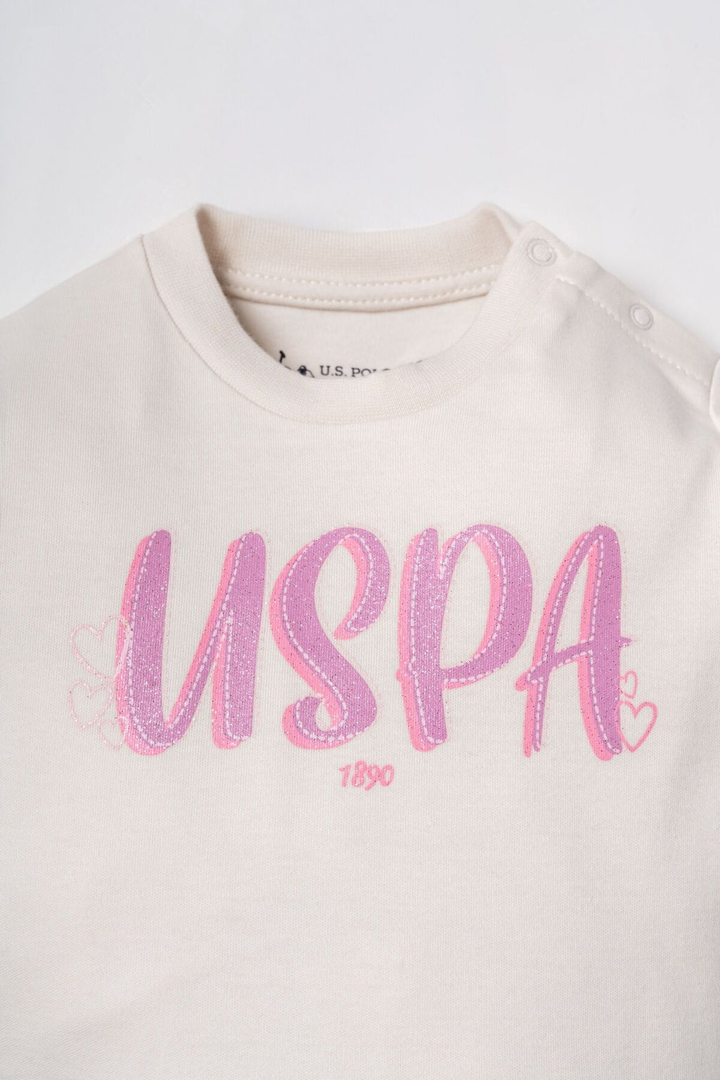 U.S. Polo Assn. Nakışlı Kız Bebek Hırkalı Beyaz Uzun Kol Pijama Takım USB3260-C-V1