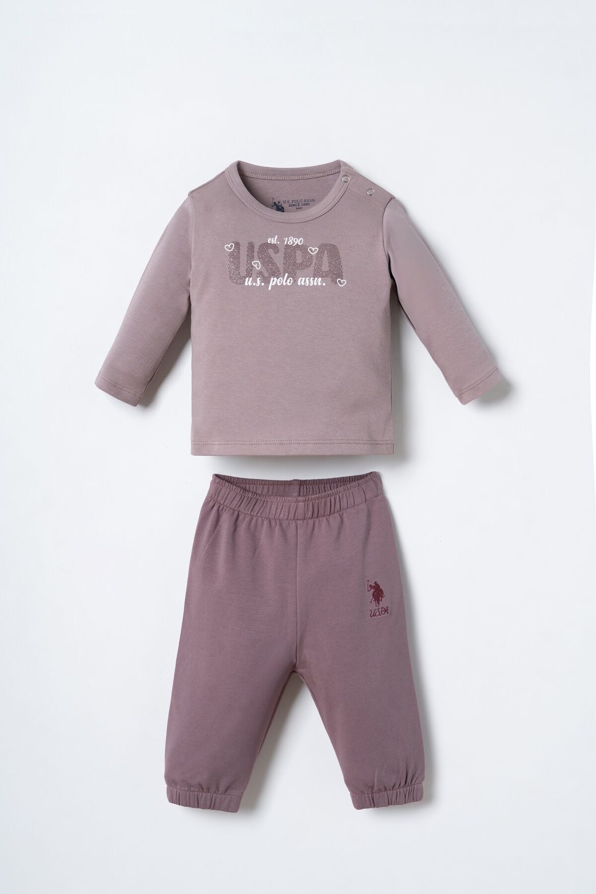 U.S. Polo Assn. Nakışlı Kız Bebek Hırkalı Mor Uzun Kol Pijama Takım USB3217-C-V1 Ürün ikincil görseli