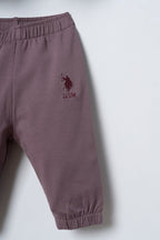 U.S. Polo Assn. Nakışlı Kız Bebek Hırkalı Mor Uzun Kol Pijama Takım USB3217-C-V1