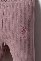 U.S. Polo Assn. Nakışlı Kız Bebek Hırkalı Pembe Uzun Kol Pijama Takım USB3208-C-V1