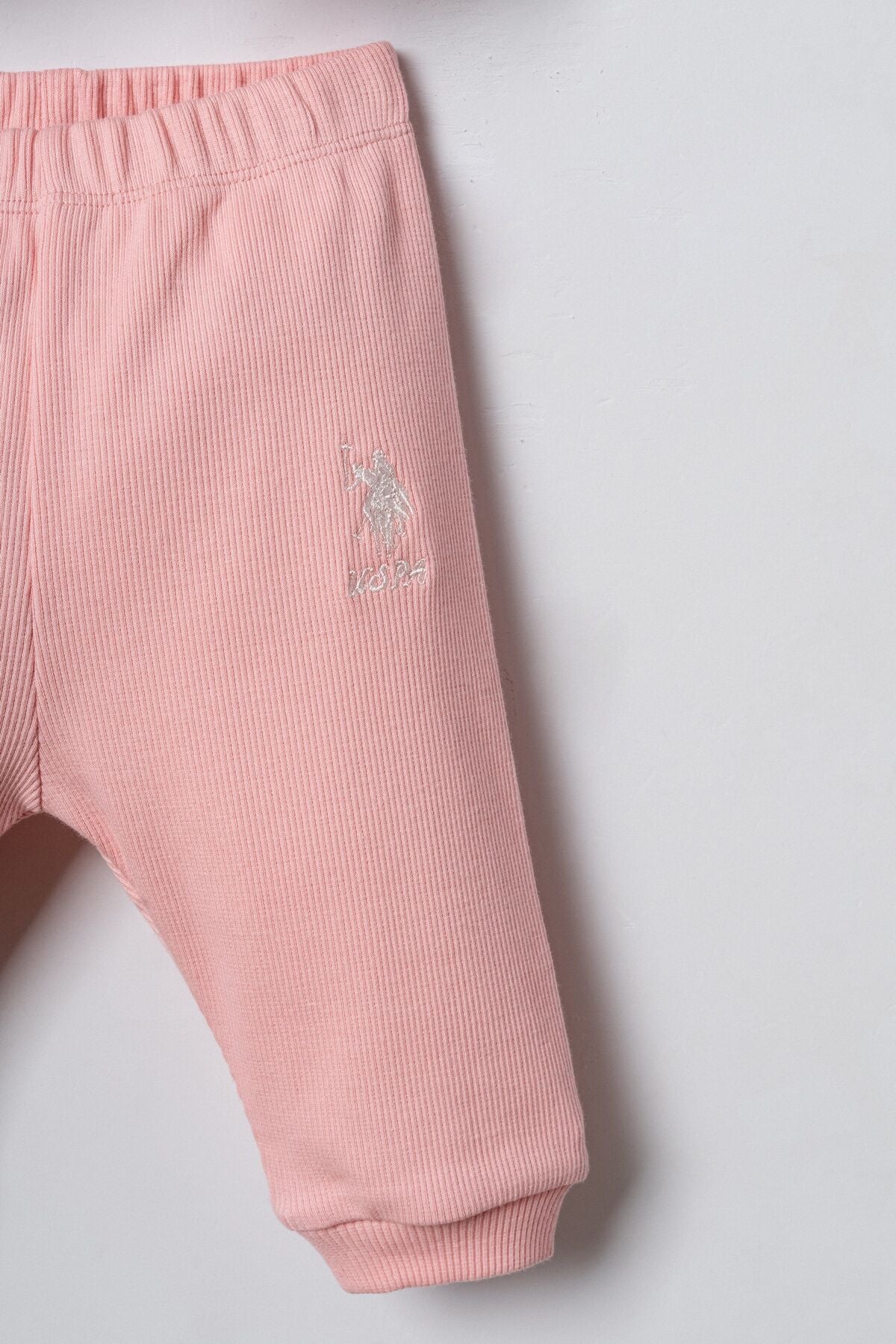 U.S. Polo Assn. Nakışlı Kız Bebek Hırkalı Pembe Uzun Kol Pijama Takım USB3254-C-V2
