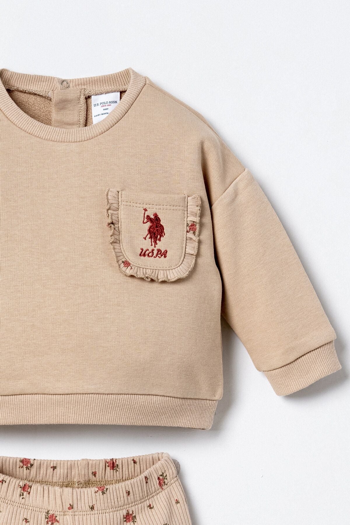 U.S. Polo Assn. Nakışlı Kız Bebek Kahverengi Uzun Kol Pijama Takım USB3251-C-V1 Ürün ikincil görseli