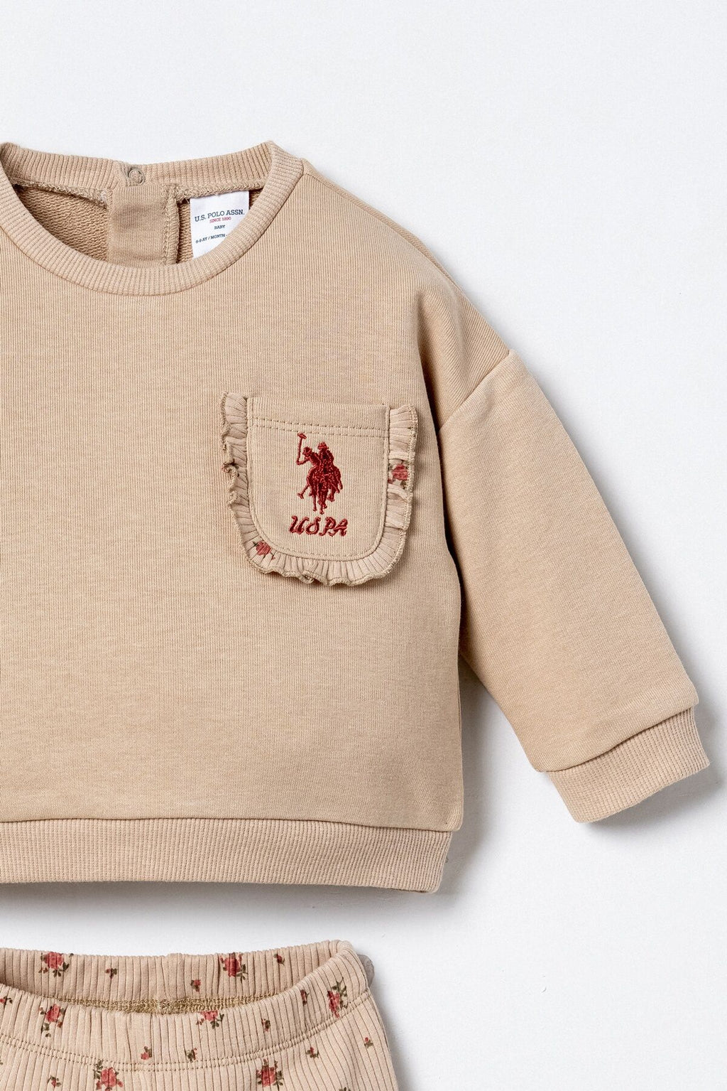 U.S. Polo Assn. Nakışlı Kız Bebek Kahverengi Uzun Kol Pijama Takım USB3251-C-V1