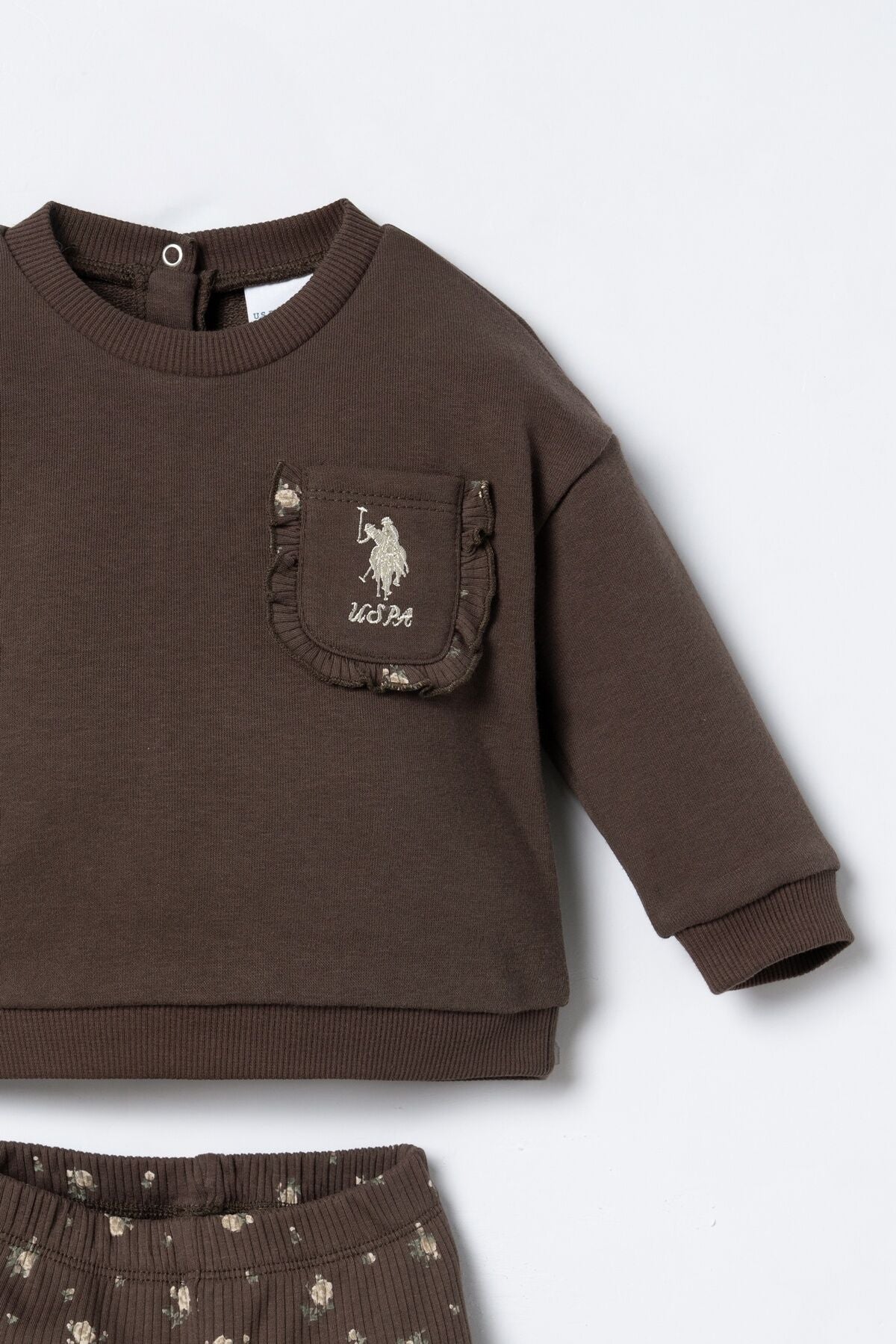 U.S. Polo Assn. Nakışlı Kız Bebek Kahverengi Uzun Kol Pijama Takım USB3251-C-V2 Ürün ikincil görseli